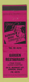 Matchbook Cover - Garden Restaurant Akron OH