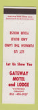 Matchbook Cover - Gateway Motel Lodge Waitsfield VT