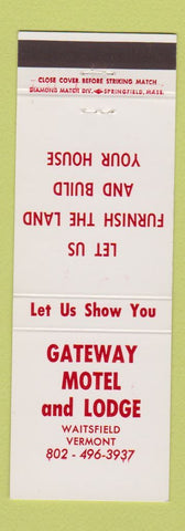 Matchbook Cover - Gateway Motel Lodge Waitsfield VT