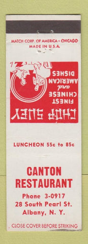 Matchbook Cover - Canton Restaurant Chinese Albany NY