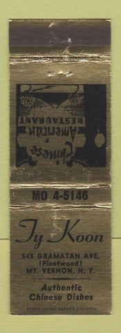 Matchbook Cover - Ty Koon Chinese Restaurant Mount Vernon NY
