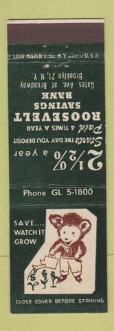 Matchbook Cover - Roosevelt Savings Bank Brooklyn NY