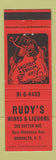 Matchbook Cover - Rudy's Wines and Liquors Brooklyn NY