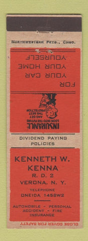 Matchbook Cover - Kenneth Kenna Insurance Verona NY
