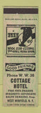 Matchbook Cover - Cottage Hotel West Winfield NY