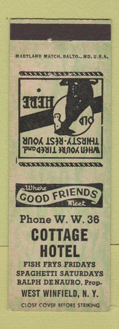 Matchbook Cover - Cottage Hotel West Winfield NY