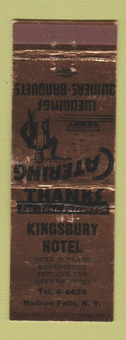 Matchbook Cover - Kingsbury Hotel Hudson Falls NY