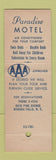 Matchbook Cover - Paradise Motel Niagara Falls NY