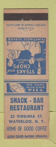 Matchbook Cover - Snack Bar Restaurant Waterloo NY