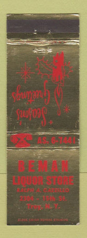 Matchbook Cover - Beman Liquor Store Troy NY Christmas
