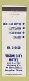Matchbook Cover - Vision City Motel Longview WA