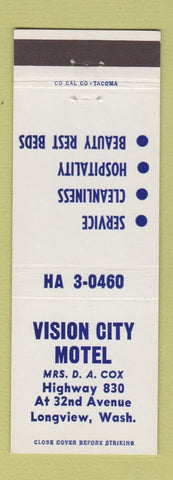 Matchbook Cover - Vision City Motel Longview WA