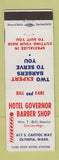 Matchbook Cover - Hotel Governor Barber Shop Olympia WA