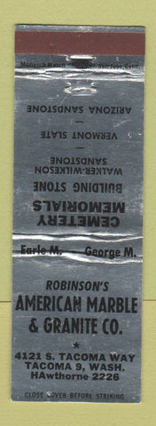 Matchbook Cover - American Marble Granite Robinson's Tacoma WA