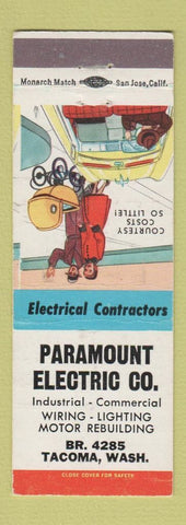 Matchbook Cover - Paramount Electric Tacoma WA