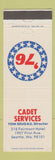 Matchbook Cover - Cadet Services Seattle WA 1976 advertising