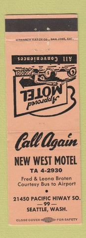Matchbook Cover - New West Motel Seattle WA