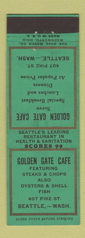 Matchbook Cover - Golden Gate Cafe Seattle WA