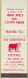 Matchbook Cover - Harry Davis's Steak House Cape Cod MA