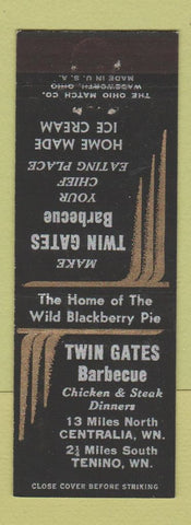 Matchbook Cover - Twin Gates BBQ Tenino WA