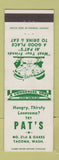 Matchbook Cover - Pat's Restaurant Tacoma WA