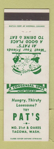 Matchbook Cover - Pat's Restaurant Tacoma WA