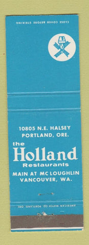 Matchbook Cover - Holland Restaurant Vancouver WA