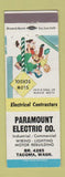 Matchbook Cover - Paramount Electric Tacoma WA