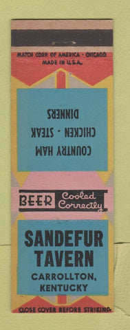 Matchbook Cover - Sandefur Tavern Carrollton KY