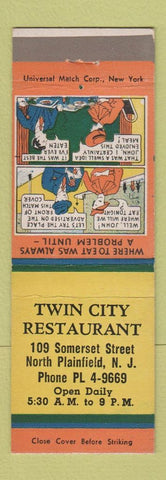Matchbook Cover - Twin City Restaurant North Plainfield NJ