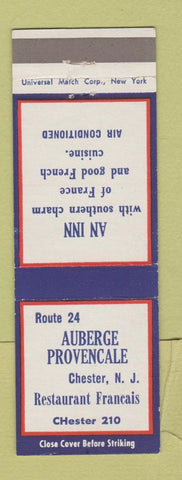 Matchbook Cover - Auberge Provencale Chester NJ French Restaurant