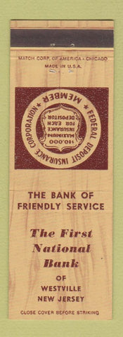 Matchbook Cover - First National Bank Westville NJ
