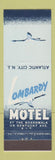 Matchbook Cover - Lombardy Motel Atlantic City NJ