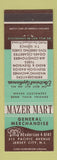 Matchbook Cover - Mazer Mart General Merchandise Jersey City NJ