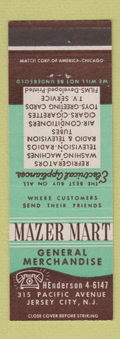 Matchbook Cover - Mazer Mart General Merchandise Jersey City NJ