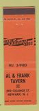 Matchbook Cover - Al and Frank Tavern Newark NJ MISCUT
