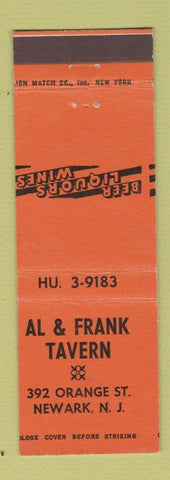 Matchbook Cover - Al and Frank Tavern Newark NJ MISCUT