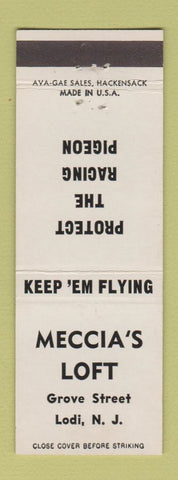 Matchbook Cover - Meccia's Loft Lodi NJ WWII Racing Pigeon