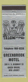 Matchbook Cover - Greenbrook Motel Green Brook NJ