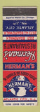Matchbook Cover - Herman's Restaurants Atlantic City NJ