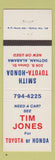 Matchbook Cover - Smith Toyota Honda Dothan AL Tim Jones