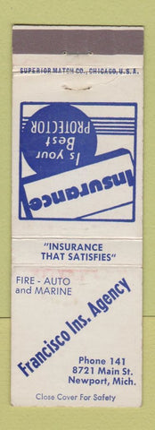 Matchbook Cover - Francisco Insurance Agency Newport MI WEAR