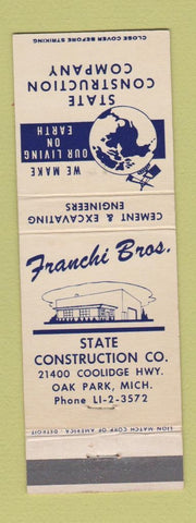 Matchbook Cover - Franchi Bros State Construction Oak Park MI