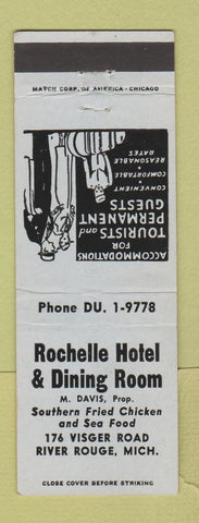Matchbook Cover - Rochelle Hotel Dining Room River Rouge MI