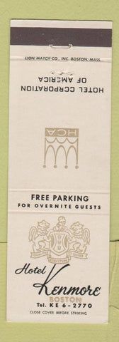 Matchbook Cover - Hotel Kenmore Boston MA