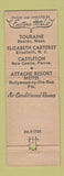 Matchbook Cover - Hotel Touraine Boston MA
