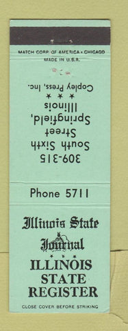 Matchbook Cover - Illinois State Journal Register Springfield IL newspaper