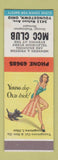 Matchbook Cover - MCC Club Youngstown OH pinup SAMPLE