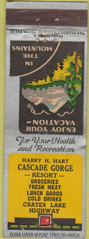 Matchbook Cover - Cascade Gorge Resort Crater Lake Highway