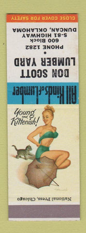 Matchbook Cover - Don Scott Lumber Yard Duncan OK pinup SAMPLE